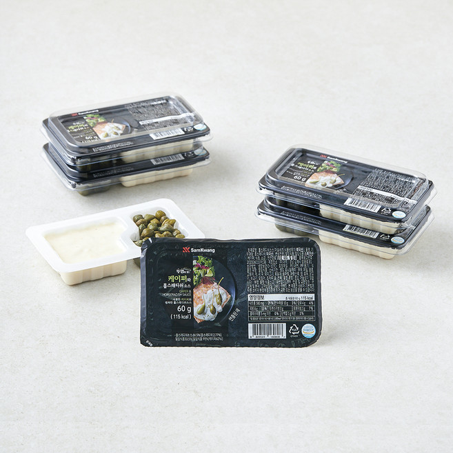 삼광 뚜껑이있는 케이퍼와 홀스래디쉬소스, 60g, 6개