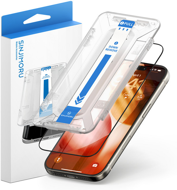 신지모루 풀커버 타이탄 3중 강화유리 EZ틀 휴대폰 액정보호필름, 1세트