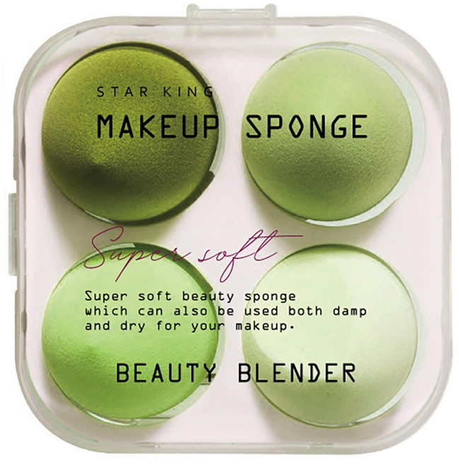 STAR KING 星之冠 修容美妝蛋組 乾濕兩用 柔軟親膚 多角度上妝, 綠色系, 1組