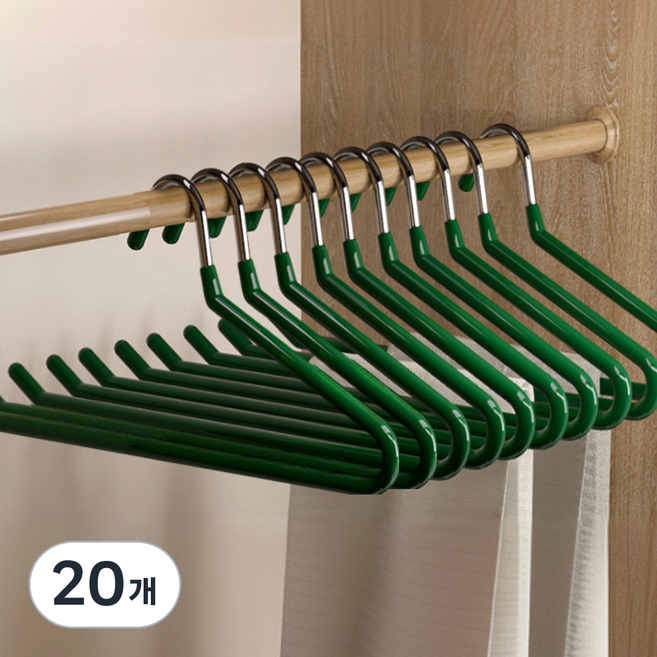 논슬립 프리미엄 엔드 코팅 바지걸이, 그린, 20개