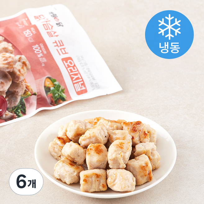 하림이닭 닭가슴살 큐브 오리지널 (냉동), 100g, 1개입, 6개