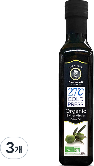 브로슈낭 엑스트라버진 유기농 올리브오일, 250ml, 3개