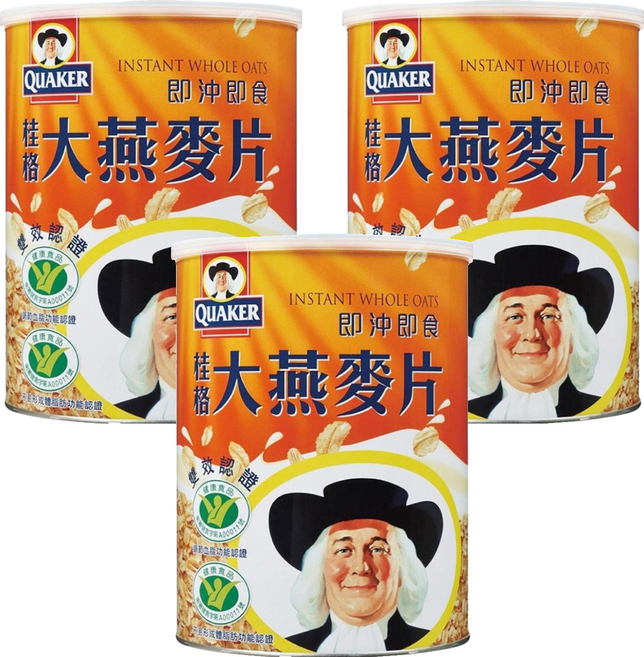 QUAKER 桂格 大燕麥片, 1.1kg, 3罐