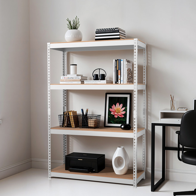 스피드랙 라이트 조립식 철제 앵글 선반, 화이트, 4단