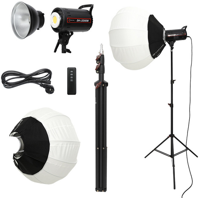 대한 썬빔라이트 LED 지속광 제품 촬영 조명 + 젬볼 소프트박스 라이트 + 슈퍼스탠드 이동식 삼각대 세트, KIT-80W16, 1세트