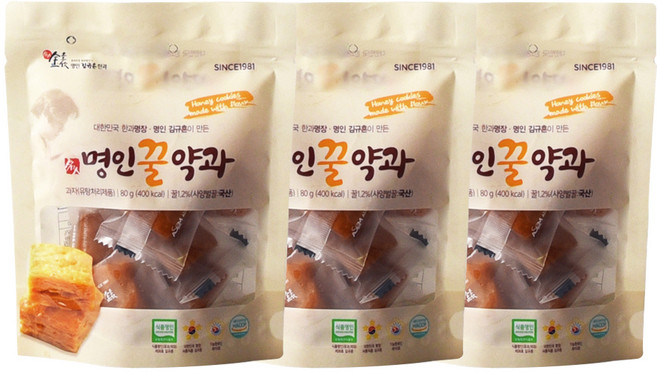 김규흔한과 명인 꿀약과, 80g, 3개
