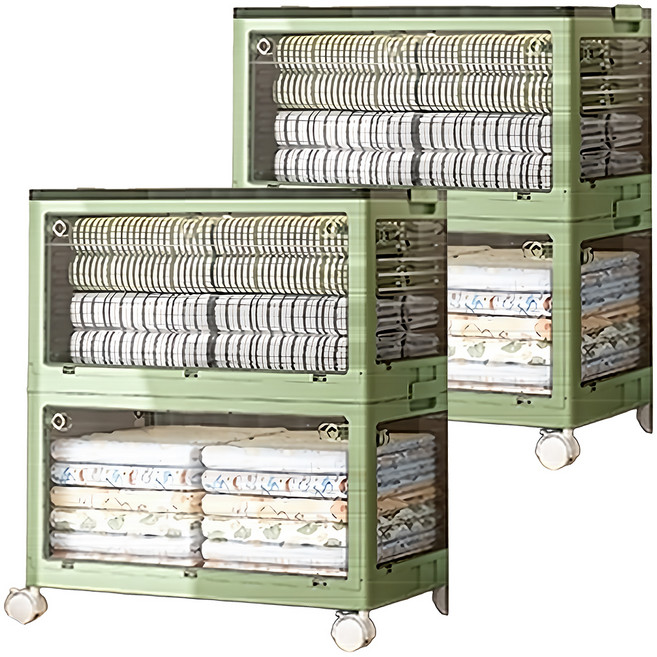 多層五開櫃 單層約50L 786-2 大 52 x 36 x 56cm 5kg, 綠色, 2個