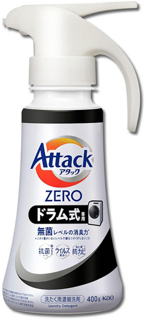 Attack ZERO 滾筒洗衣機用洗衣精 按壓式, 400g, 1瓶