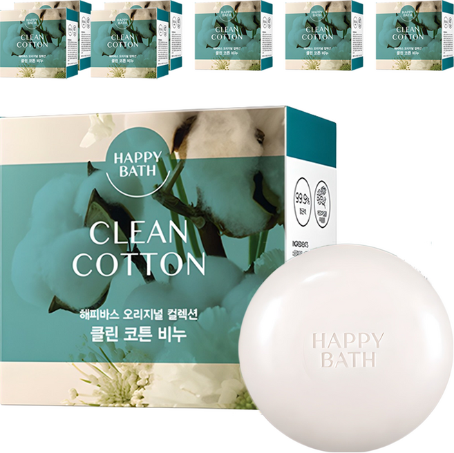 해피바스 오리지널 컬렉션 비누 클린코튼, 90g, 8개입