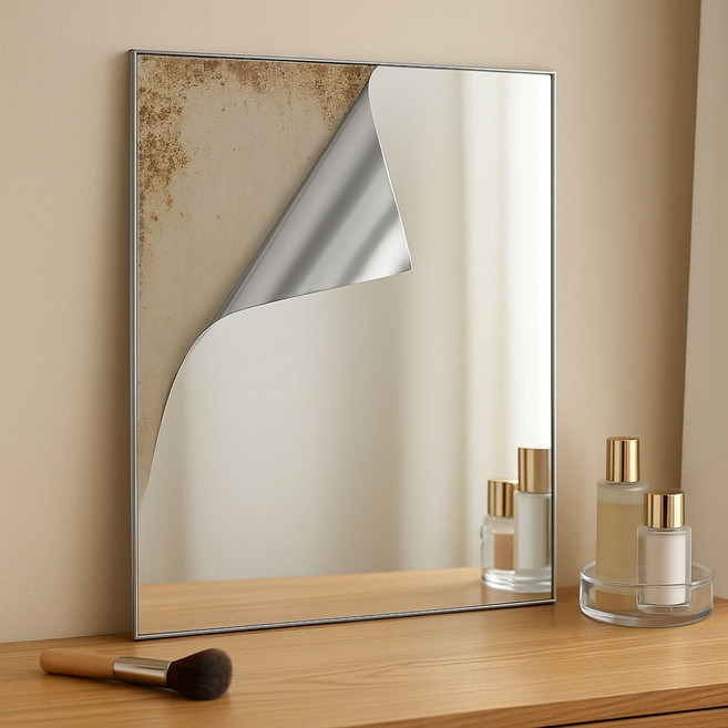 데코리아 매직미러 간편한 접착식 거울시트지필름 MAGIC-MR01, 실버메탈, 폭 1000mm x 길이 3m