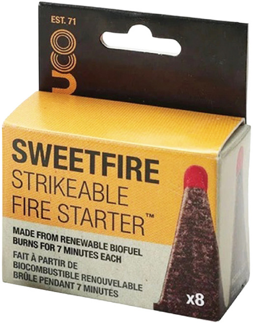 UCO Sweetfire Strikeable Firestarter 52g 8顆, MT-SF8P, 1盒, 木頭色 + 紅色