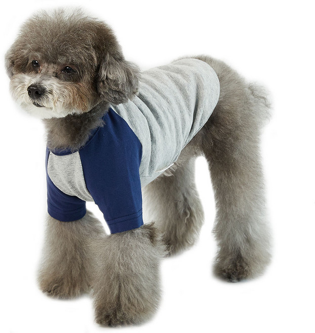 럭키페터 강아지 그레이시리즈 나그랑 티셔츠, 그레이 + 네이비, 1개