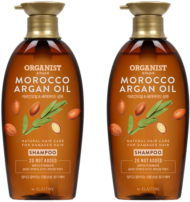 오가니스트 아르간 리페어 손상 영양케어 샴푸, 500ml, 2개