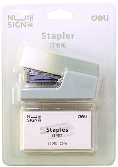 델리 그라데이션 컬러 미니 스테이플러 호치키스 세트, 그린, 1세트