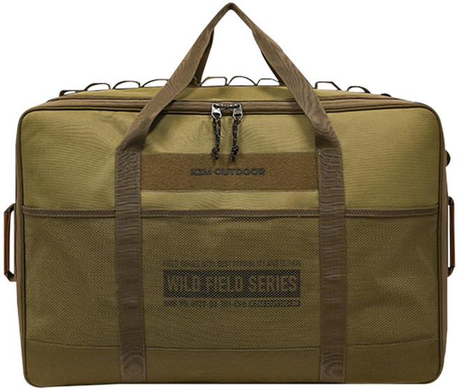 KZM OUTDOOR 工業風裝備收納袋 65 x 25 x 45cm 70L, 1個, 卡其色, 4格