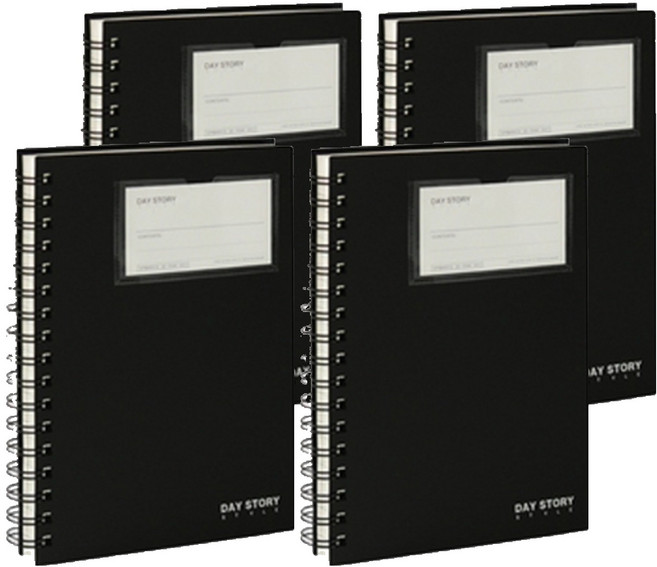 데이스토리 5000 A5포켓 PP스프링 노트 150매, 흑색, 4개