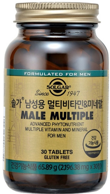솔가 남성용 멀티비타민 & 미네랄 2196.38mg, 30정, 1개