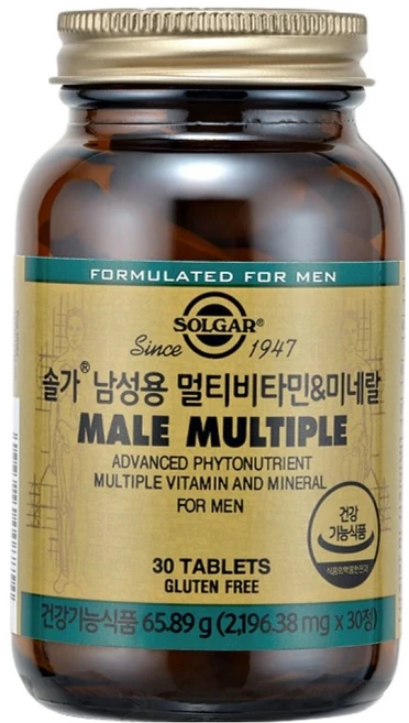 솔가 남성용 멀티비타민 & 미네랄 2196.38mg, 30정, 1개 - 쿠팡