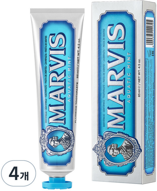 마비스 아쿠아 민트 치약, 85ml, 4개