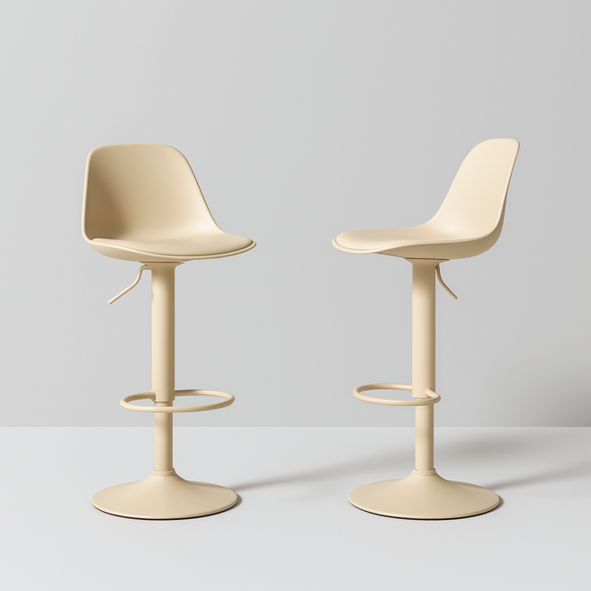 하비티 모던 파우더코팅 컴포트 발걸이형 홈바체어, 베이지, 2개