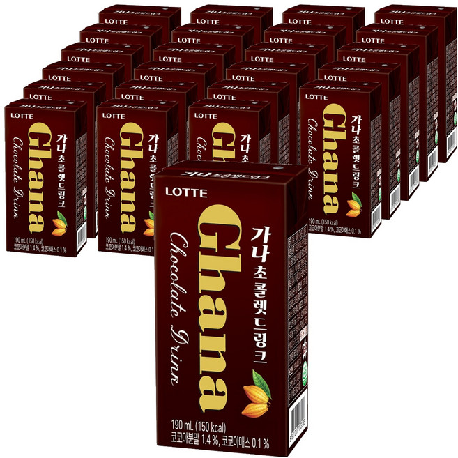 가나 초콜렛 드링크, 190ml, 24개