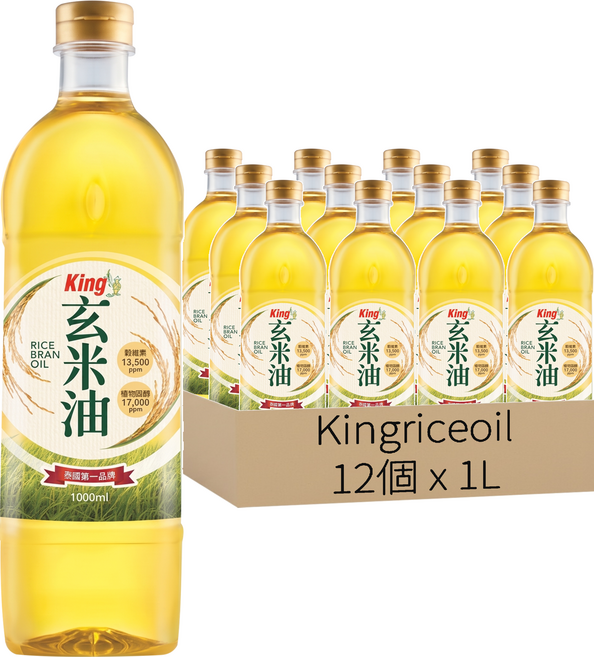 Kingriceoil 國王玄米油, 12個, 1L