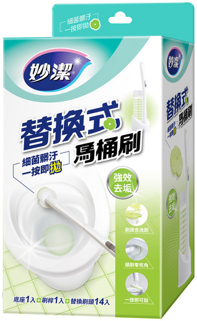 妙潔 替換式馬桶刷組, 強效去垢, 1組