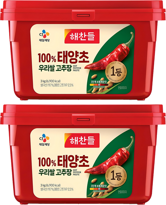 해찬들 태양초 우리쌀 고추장, 3kg, 2개