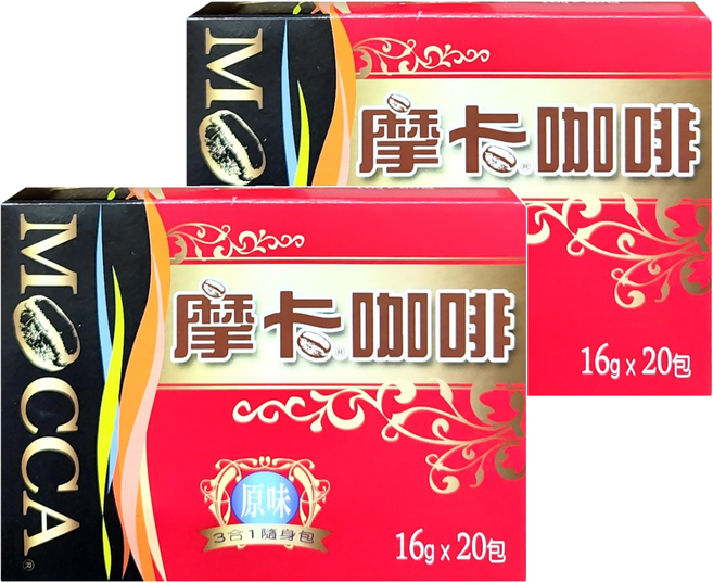 MOCCA 摩卡 三合一咖啡 原味, 16g, 20包, 2盒