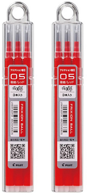 프릭션 볼 노크 볼펜용 리필심 0.5mm, 레드, 2개