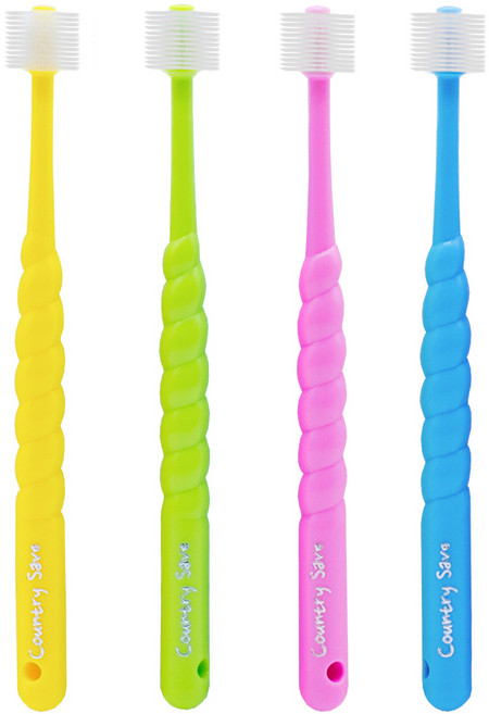 컨트리세이브 360도 키즈 1단계 칫솔, 혼합색상, 4개입, 1세트
