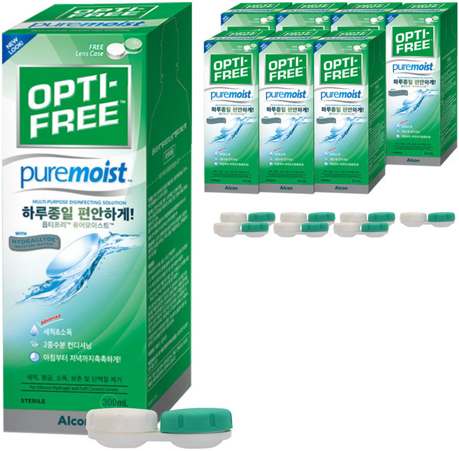 옵티프리 퓨어모이스트 렌즈세정액 + 렌즈케이스, 300ml, 8개
