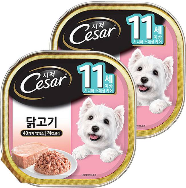 시저 시니어 강아지 주식캔, 닭, 100g, 2개
