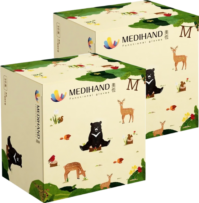 MEDIHAND 美恆 PVC透明手套 M 彩繪, 50個, 2盒