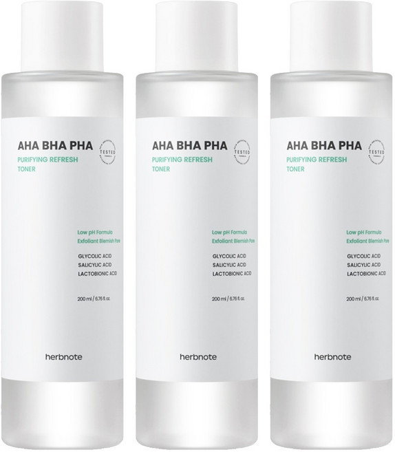 허브노트 아하 바하 파하 퓨리파잉 리프레쉬 토너, 3개, 200ml