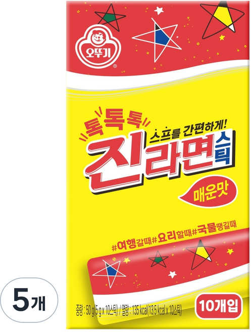 오뚜기 톡톡톡 진라면 스틱 매운맛 10p, 50g, 5개