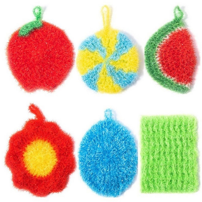 아크릴 수세미 꽃순이, 6개, 1개입