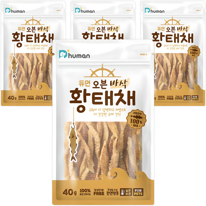 듀먼 강아지 오븐 바삭 저염 수제간식, 황태, 40g, 4개