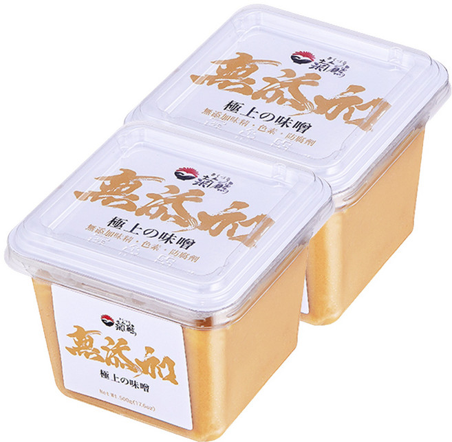 菊鶴 無添加味噌 台灣國產白米 非基改黃豆, 500g, 2盒