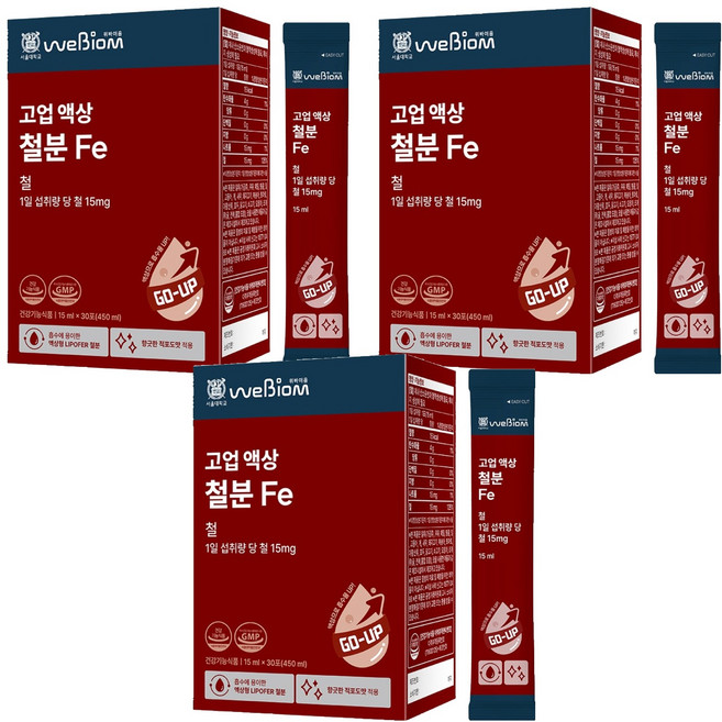 위바이옴 정품 고업 액상 철분 30p, 450ml, 3개