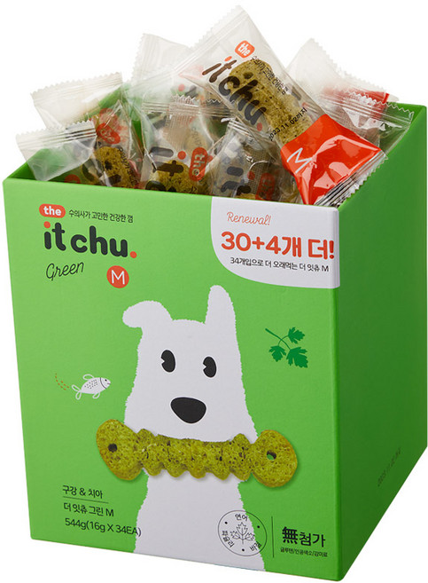 잇츄 강아지 그린 덴탈껌 M 8p, 연어 + 파슬리 혼합맛, 544g, 1개