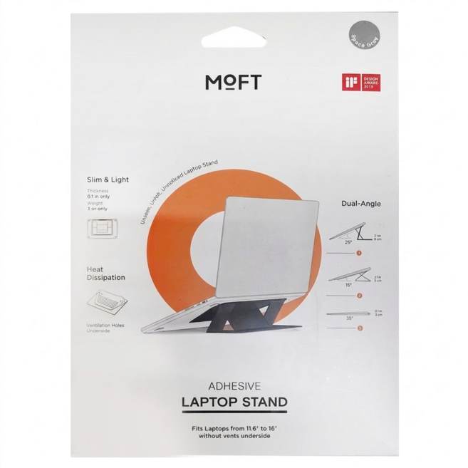 MOFT 筆電支架 黏貼散熱孔款 22.5 x 17 x 0.3cm, 星空灰, 1個