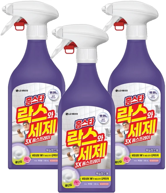 홈스타 락스와 세제 스프레이 후로랄, 500ml, 3개 - 쿠팡
