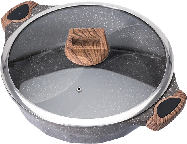 cook power 鍋寶 大理石不沾鴛鴦鍋 39.6 x 31.2 x 15.3.cm 2.5kg 5L, 30cm, 大理石灰, 1個