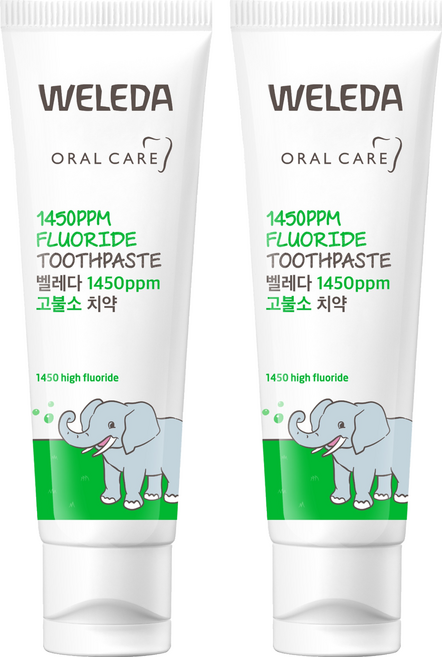 벨레다 1450 고불소 어린이 치약 스피아민트향, 50g, 2개