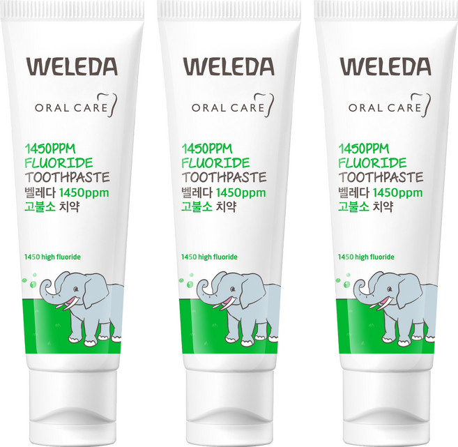 벨레다 1450 고불소 어린이 치약 스피아민트향, 50g, 3개