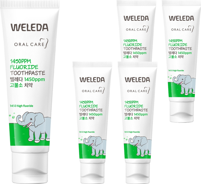 벨레다 1450 고불소 어린이 치약 스피아민트향, 50g, 5개