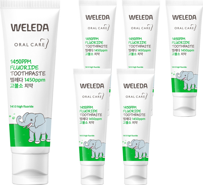 벨레다 1450 고불소 어린이 치약 스피아민트향, 50g, 6개