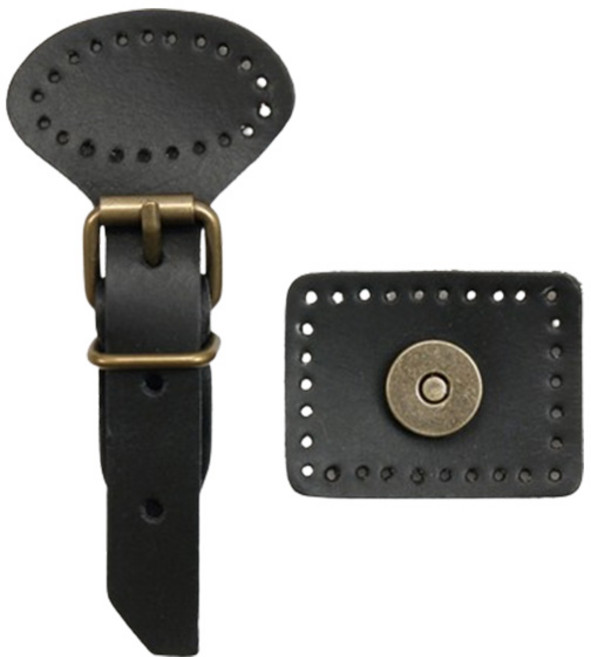 바이핸즈 청동 가죽 가방 잠금 사시꼬미 2종 세트, 블랙, 1세트