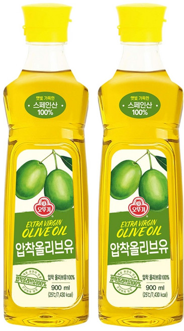 오뚜기 압착 올리브유, 900ml, 2개
